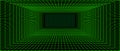 Neon green wireframe grid room. 3d perspective background. Futuristic digital outline space. Geometric dimension design Royalty Free Stock Photo