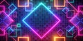 Neon Grid A Composition of Intersecting Shapes and Glowing Lines on a Dark Background Royalty Free Stock Photo