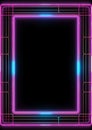 Neon grid pattern frame 80s retro nostalgic Royalty Free Stock Photo