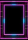 Neon grid pattern frame 80s retro nostalgic Royalty Free Stock Photo
