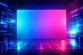Neon grid room with glowing holographic screen futuristic Royalty Free Stock Photo