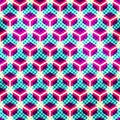 Neon grid seamless pattern with grunge effect
