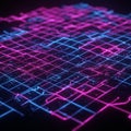 Neon grid structure featuring a mix of pink and blue lines on a Royalty Free Stock Photo