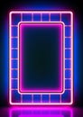 Neon gridline art frame 80s retro nostalgic Royalty Free Stock Photo