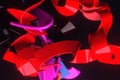 Neon grow lights, messy colorful string for design texture, background. 3D render.