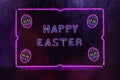 Neon Happy Easter Sign in Rainy Window