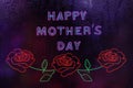 Neon Happy Mother`s Day Sign in Rainy Window