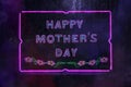 Neon Happy Mother& x27;s Day Sign in Rainy Window