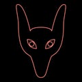 Neon head jackal red color vector illustration image flat style Royalty Free Stock Photo