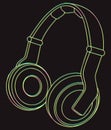 Neon Headphones. Vector Illustration