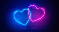 Two Neon Hearts For Valentines Day Royalty Free Stock Photo
