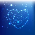 Neon heart background with magic lights