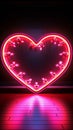 Neon heart border An illuminated sign forms a frame of affectionate glow