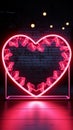 Neon heart border An illuminated sign forms a frame of affectionate glow