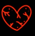 Neon heart broken sign symbol illustration sad unrecruited love