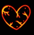 Neon heart broken sign symbol illustration sad unrecruited love