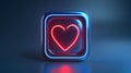 The Neon Heart Icon.AI generated image Royalty Free Stock Photo