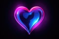 Neon heart purple glow dark background