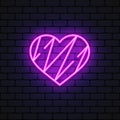 Neon heart sign. Vector glowing valentine day holiday decoration love symbol. Electric bulb vintage retro banner. Vector Royalty Free Stock Photo