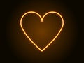 Neon heart sign yellow color. Vector