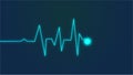 Neon Heartbeat artwork with pink pulse. Heartbeat on a blue backdrop in an EKG. graph of heart rate. heartbeat pattern. Ekg wave