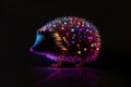 neon hedgehog on black background Royalty Free Stock Photo