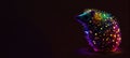 neon hedgehog, panoramic layout. Royalty Free Stock Photo