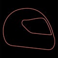 Neon helmet motorcycle racing sport red color vector illustration image flat style Royalty Free Stock Photo