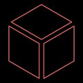 Neon hexagedron Sacred geometry symbol red color vector illustration image flat style