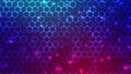 Neon Hexagon background. Futuristic Hexagonal pattern on dark gradient backdrop. Chemical or medical technology concept Royalty Free Stock Photo