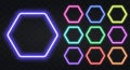 Neon hexagon Border with copy space