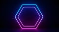 Neon hexagon frame on dark background Royalty Free Stock Photo