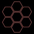 Neon hexagonal technology concept hexagon six items bee sota geometry six sided polygon red color vector illustration image flat Royalty Free Stock Photo