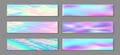 Neon holo bright banner horizontal fluid gradient princess backgrounds vector set. Pastel