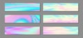 Neon holo fashionable flyer horizontal fluid gradient mermaid backgrounds vector collection. Glitch