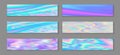 Neon holo vivid banner horizontal fluid gradient unicorn backgrounds vector collection. Beautiful