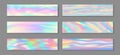 Neon holo vivid flyer horizontal fluid gradient unicorn backgrounds vector set. Fantasy holography