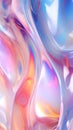 Neon holographic liquid blue pink wave of smooth flowing lines. Abstract glossy background