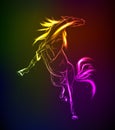 Neon horse against a dark background