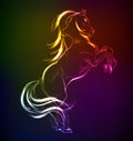 Neon horse against a dark background