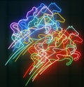 Neon horses and riders