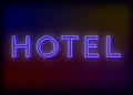 Neon hotel. Hotel neon sign, design for your