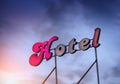 Neon hotel sign on the building Royalty Free Stock Photo