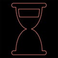 Neon hourglass sand clock antique red color vector illustration image flat style
