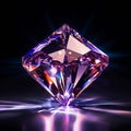 Neon huge diamond on a metal background mockup Royalty Free Stock Photo