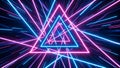 Neon Hyperspace Triangles: Infinite Geometric Labyrinth Royalty Free Stock Photo