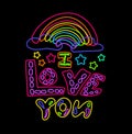 Neon I love You Rainbow Night Illumination