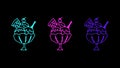 Neon ice cream signs in pink, blue and purple (violet) colors Royalty Free Stock Photo