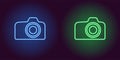 Neon icon of Blue and Green Photo Camera