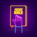 Neon icon. Book holy bible logo illustration vector. Vector illustration.